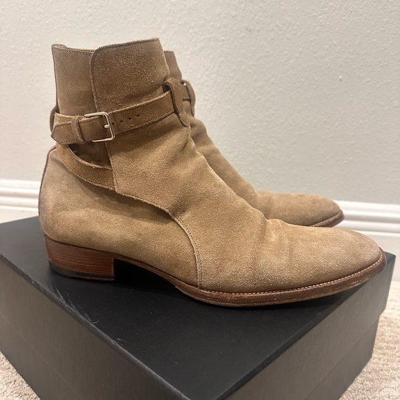 Saint Laurent Tan Suede Men's Boots (Wyatt 30 JODHPUR) - Picture 2 of 10